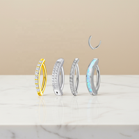 Anneau de piercing pour nombril unisexe en titane ASTM F136, double carré inversé avec zircone cubique 10 mm, simple et élégant