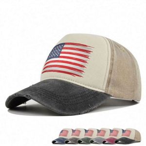 Casquettes de baseball unisexes en coton délavé avec logo imprimé en relief drapeau américain, en stock, tissu courant, toutes saisons - Product Image 1