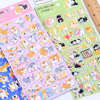 Autocollants 3D gonflés Shanle pour enfants, autocollants en mousse à bulles mignons Shiba Inu, autocollants de récompense chien de dessin animé pour enfants en vrac
