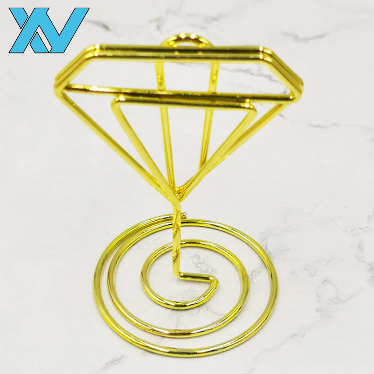 Golden colors customized Diamond design metal table clip wedding memo holder