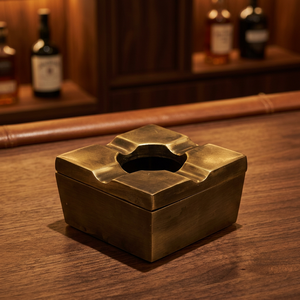 Square Brass Desktop <b>Ashtray</b> <b>Vintage</b> Style Home Decor - Product Image 5