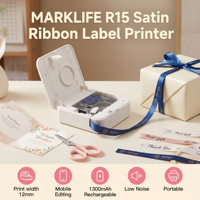 Imprimante à ruban Marklife R15 12mm 203dpi, machine de transfert thermique sans fil pour étiquettes et rubans DIY, impression couleur pour cadeaux