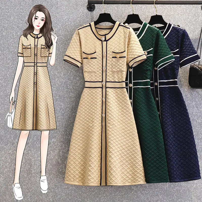 Prered missy 2022 Spring/Summer New Women's Fashion Casual short sleeve formal dresses for work wear in stock ready to ship