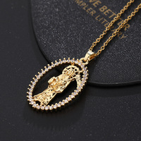 Pendentif Santa Muerte en zircon plaqué or 18 carats, talisman mexicain de la Sainte Mort, porte-bonheur, collier catholique unisexe