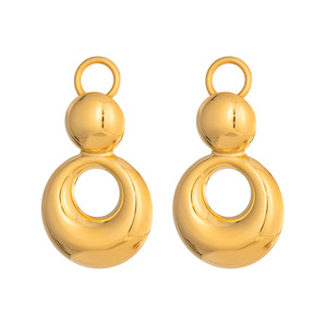 Pendientes <span class=keywords><strong>de</strong></span> Calabaza Doble en Acero Inoxidable con Baño <span class=keywords><strong>de</strong></span> Oro 18K PVD, Diseño Geométrico para Mujer, Versátiles, Elegantes y Modernos para Uso Diario - Product Image 6