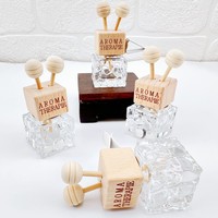 Diffuseur d'arômes liquide en verre cube d'eau diamant cristal pour voiture, clip de ventilation d'air, flacon d'huile essentielle en bois, diffuseur d'arômes