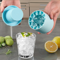 Moule à glaçons manuel en silicone réutilisable, écologique et portable, avec boîte et cuillère, pour la fabrication de glaces