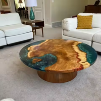 Table de salle à manger en bois massif de noyer avec résine époxy, style rivière, fabrication directe d'usine de meubles Round Home Furniture
