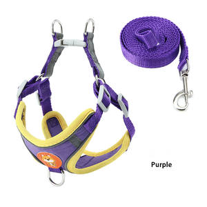 Yansıtıcı naylon evcil hayvan yeleği kolay kontrol eğitim kolu ayarlanabilir no-çekme köpek koşum küçük XL boyutları için sevimli düz kurşun yürüyüş - Product Image 5