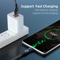 Laptop PD 60W 180 Grados 3A Cable USB de carga rápida para teléfonos tipo C y computadora 2 en 1 USB A + C Cable de transferencia de datos