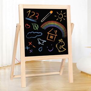 Double Sided Drawing Rack Toy Indoor Diy Art <b>Creative</b> Kids Wooden Easel With Magnetic Letter and Tangram Puzzle - Product Image 5