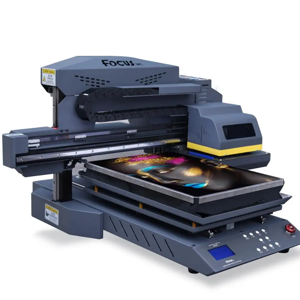 Промышленная машина для печати на футболках Focus, размер a3, струйный планшетный Принтер dtg, однопроходная печать с белыми и цветными чернилами