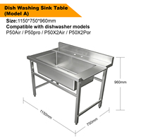 Plan de travail en acier inoxydable épaissi pour lave-vaisselle commercial, table de travail/lave-vaisselle de cuisine personnalisée pour restaurant P50 P60