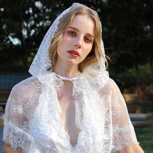 Accessoires pour cheveux NianCan : Voile de mariée en dentelle blanche, châle en maille musulmane, magnifique accessoire de mariage pour la mariée - Product Image 1