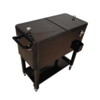 Chariot isotherme à roulettes grande capacité 73L, glacière métallique pour garder au frais, avec roues pour l'extérieur