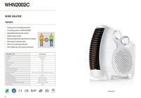 Chauffage d'appoint PTC de bureau à faible consommation électrique 1200W 2000W avec élément céramique, en ABS ignifuge, oscillation à 90°
