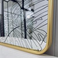 Miroir mural Art Déco en fer forgé avec motif végétal tropical gravé, pour salle de bain, couloir, appartement, décoration murale