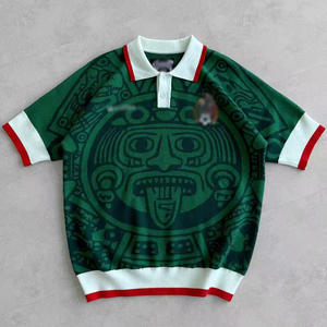 Produttore di T-shirt <span class=keywords><strong>Polo</strong></span> da Uomo Personalizzata in 100% Cotone <span class=keywords><strong>Jacquard</strong></span> Lavorato a Maglia, Stile Vintage, 300G, Manica Corta Casual - Product Image 5