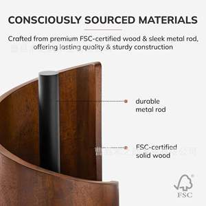 Wooden <b>Paper</b> Towel Holder Round Solid Wood Minimalist Design <b>Kitchen</b> Storage Organizer Brown Eco Friendly Desktop Use - Product Image 5