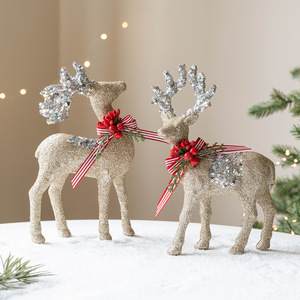 Décoration de Noël Dropshipping Shopify : Ornement de table renne rouge et argenté champagne, accessoires de photographie INS - Product Image 6