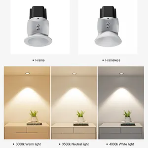 Iluminação interna moderna para casa loja ip20 redonda, antirreflexo 5w, alumínio embutido, mini luz baixa