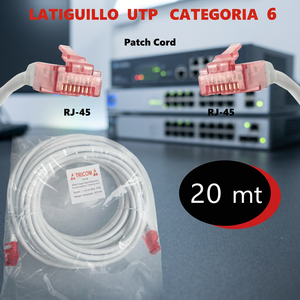 Câble d'ordinateur TRICOM Catégorie 6 UTP non blindé de 20 mètres en PVC avec connecteurs optiques RJ45 - Product Image 3
