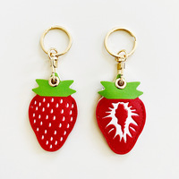 Porte-clés personnalisé en cuir PU léger, pendentif mignon en forme de fruit pour clés de voiture avec chaîne de sac suspendue