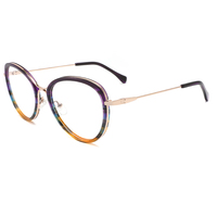 Monturas de Gafas Graduadas de Acetato para Mujer, Parte Delantera de Acetato, Patillas Metálicas, Gafas Ópticas