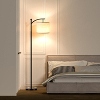 Lampe sur pied incurvée dorée réglable, ampoule LED 4000 lumens, abat-jour en lin pour salon, chambre à coucher, salle de lecture, garderie, lumière intense