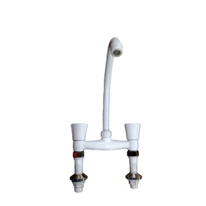 Deck mounted double handle cold and hot water mix plastic faucet