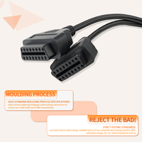 Kustom OEM OBD2 16Pin kabel Splitter perempuan ganda pria ekstensi diagnostik mobil 1-untuk-2 y-dengan untuk BMW/mercedes-benz/Audi/Ford