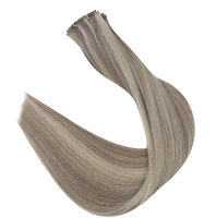 Extensions de cheveux humains gris balayage, cheveux vierges bruts Remy d'un seul donneur, trame Genius doublement tirée, coupable et teintable