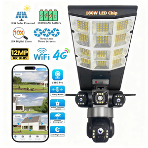 TQ18 <b>Solar</b> <b>Powered</b> 3 Screen 3 Lens <b>Security</b> <b>Camera</b> WiFi 4G Sim Card CCTV <b>Security</b> <b>Solar</b> Street Light <b>Camera</b> V380 Pro - Product Image 1