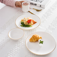 Assiettes en porcelaine personnalisées, dorées et blanches, vaisselle de restaurant, couverts de luxe pour mariage