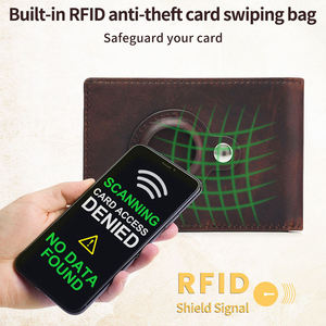 Portefeuille court rétro RFID AndoBag pour AirTag, en cuir Crazy Horse, pince à billets, porte-cartes fin pour AirTag, sac à main 1245 - Product Image 3