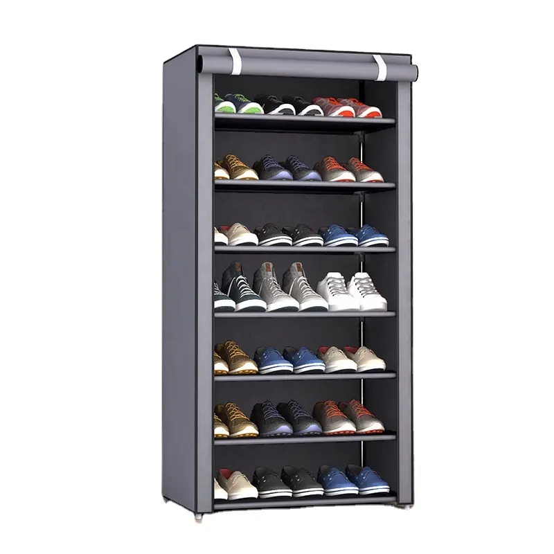 Zapatero portátil de doble fila de 6 niveles, cubierta de tela, armario para zapatos, todo tipo de estantes para zapatos