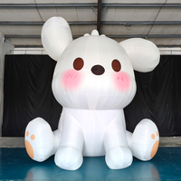 Mascotte gonflable géante personnalisée de dessin animé, chiot blanc de 4 m, en tissu Oxford imperméable, avec ventilateur intégré, résistante au soleil, pour la publicité de Pâques