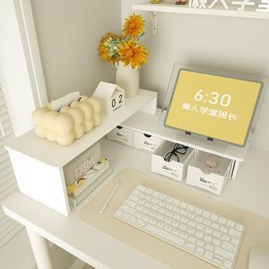 <b>Desktop</b> Computer Riser Stand Monitor <b>Shelf</b> Storage Box <b>Desktop</b> Organizer Rectangle Multipurpose Portable Standing Type 2nd Floor - Product Image 3