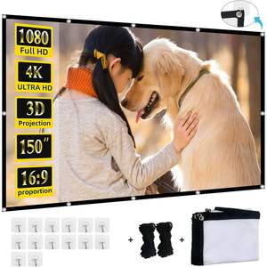 Xinlemy 16:9 HD 4K ขนาด150นิ้วพับได้ผ้า PET สองด้านสำหรับหน้าจอโปรเจคเตอร์ทั้งในและนอกอาคาร - Product Image 4