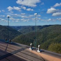 EKOO Spigots carrés en acier inoxydable à montage supérieur pour balustrade en verre, réglables pour garde-corps en verre