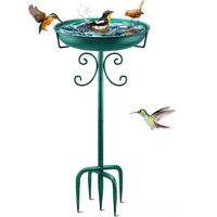 Bain d'oiseaux et mangeoire à 2 niveaux en fer forgé, style vintage, avec piquet, pour l'observation des oiseaux dans le jardin