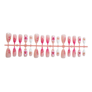 30 Uñas Postizas Estilo Europeo, Largas y Delgadas, con Diseño 3D de Flores Rosas, para Venta al Por Mayor - Product Image 4