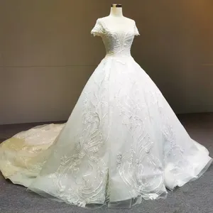 Magnifique robe de mariée à manches courtes, Design de luxe, robe de mariée pour femmes