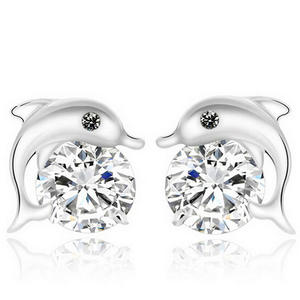 Pendientes de Plata 925 con Forma de Delfín Nitebba Siva, con Cristales de Imitación, Diseño Animal, Lindos, para Uso Diario, Joyería para Mujer - Product Image 4