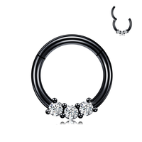 Anneau clicker en acier chirurgical 316L 16G avec diamant, style classique doré, multi-usage pour septum, nez, cartilage d'oreille, bijou de piercing