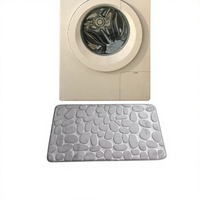 Tapis de sol de salle de bain en flanelle gaufrée effet galet, absorbant l'eau, antidérapant, en polyester, lavable en machine, style minimaliste