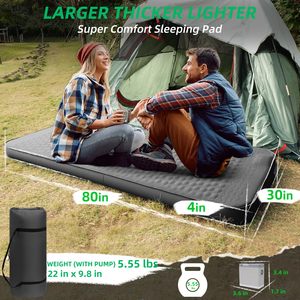 Siêu dày 4-inch Bộ nhớ bọt tự bơm phồng ngủ Pad bơm điện siêu nhẹ hiện đại cắm trại nệm cho ngoài trời - Product Image 3