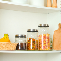 Ensemble de bocaux de conservation en verre avec couvercle en acier inoxydable, hermétiques et à large ouverture, pour le rangement de farine, riz, noix, céréales et pâtes dans la cuisine et le garde-manger