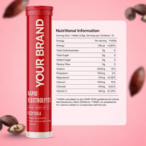 Comprimés effervescents d'électrolytes à marque privée, saveur cola, sans sucre, usage quotidien, pack de 20 comprimés pétillants - Product Image 2