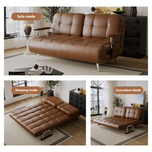 <strong>High</strong> Quality European Luxury Modern Single <strong>Double</strong> Leather Sofa Bed <strong>Small</strong> Size Apartment <strong>Sleeper</strong> Folding Pull Out Sofa Bed - Product Image 2